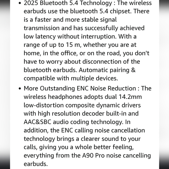 New A3 Pro Wireless Earbuds – Bluetooth 5.4, Noise Canceling & LED Dis  - White - Picture 12 of 12